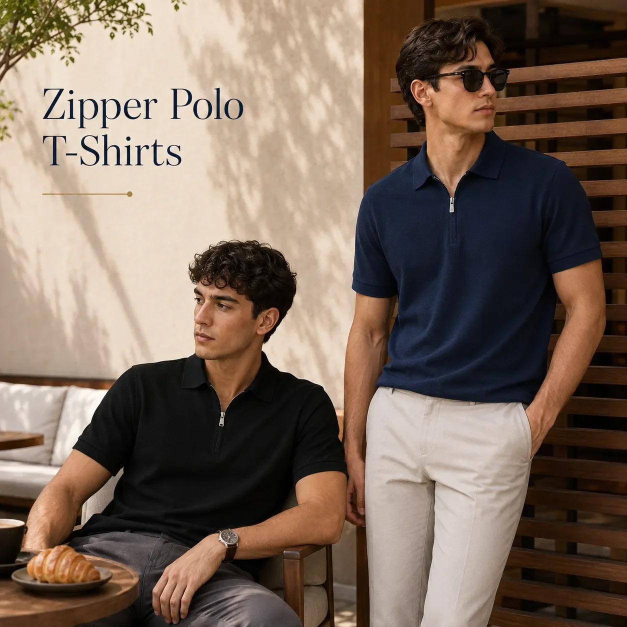Zipper Polo T-shirt