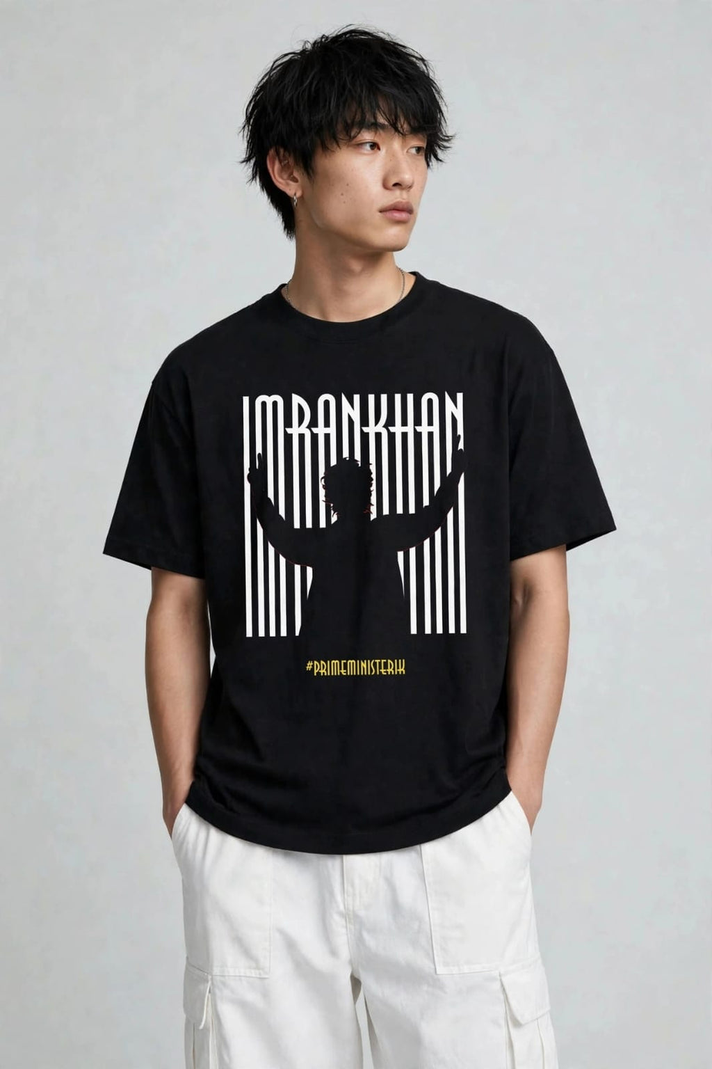 Black Imran Khan Graphic Oversized T Shirt