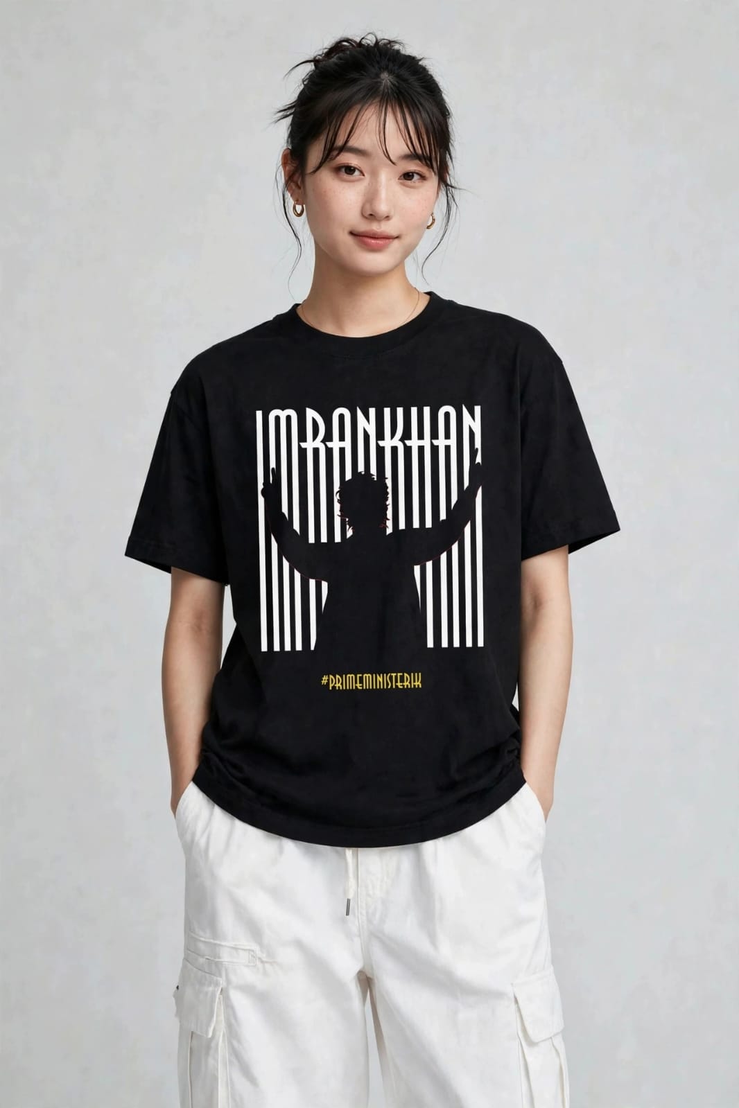 Black Imran Khan Graphic Oversized T Shirt
