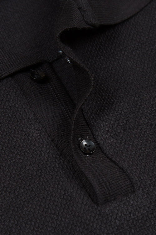 Black Polo Button T-Shirt