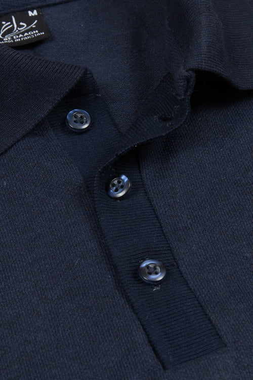 Navy Blue Button Polo Shirt