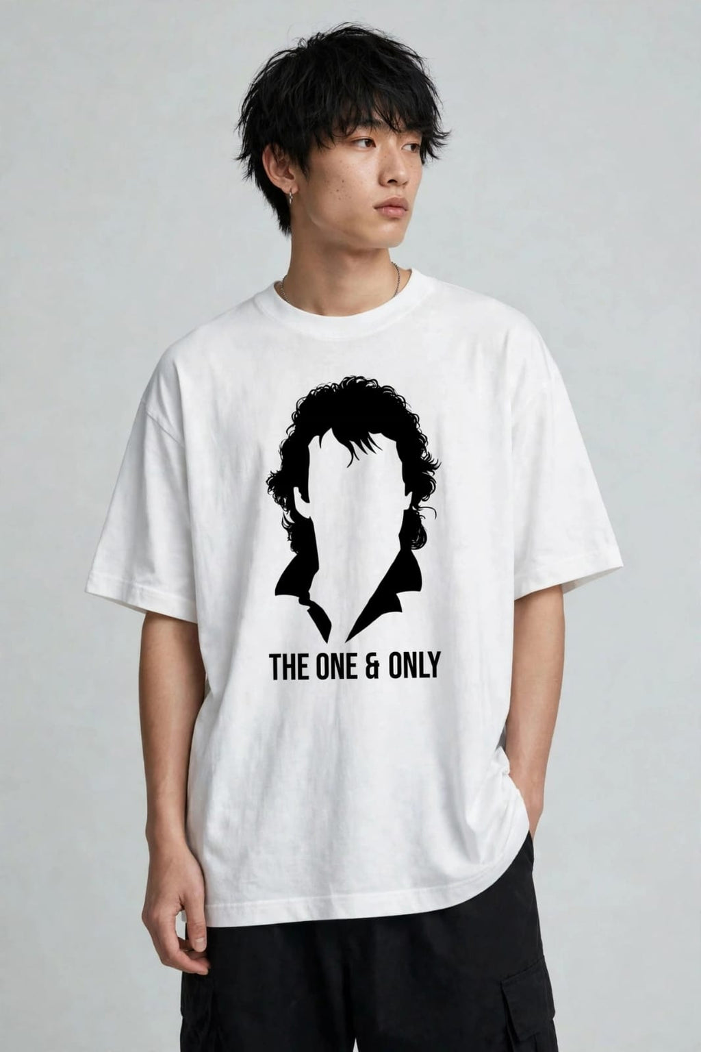 White Imran Khan Portrait Graphic Oversized T Shirt