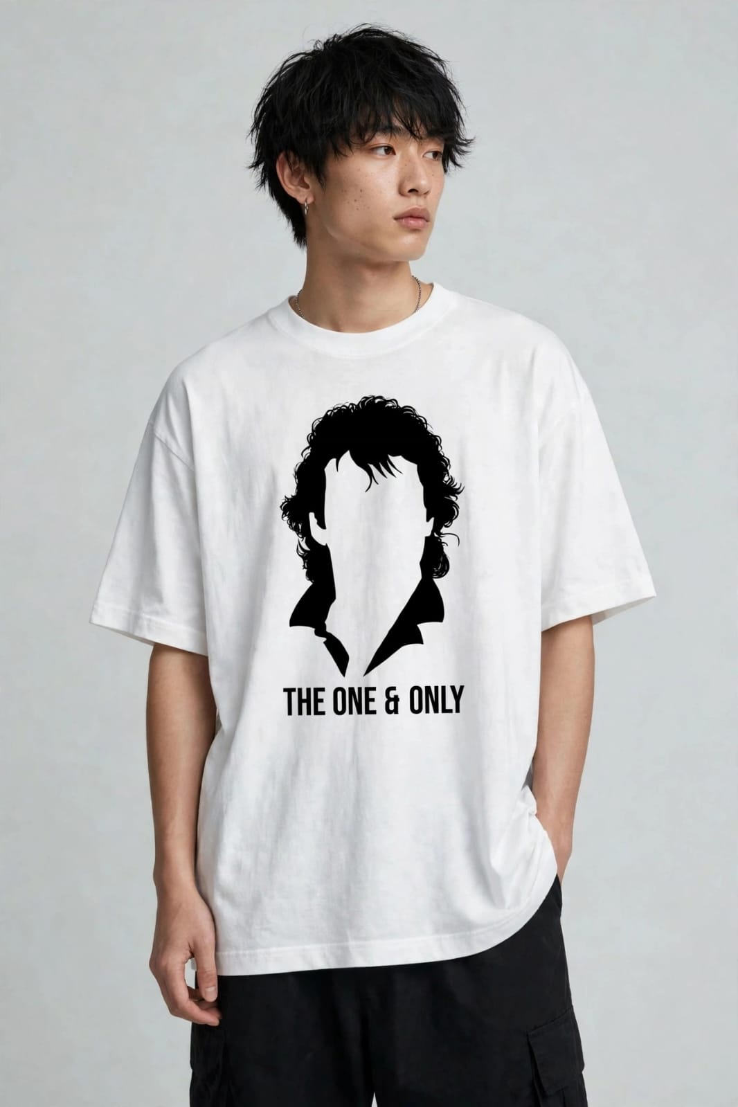 White Imran Khan Portrait Graphic Oversized T Shirt