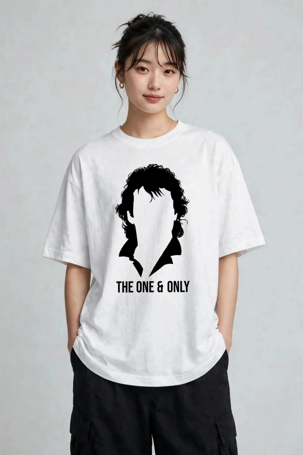 White Imran Khan Portrait Graphic Oversized T Shirt